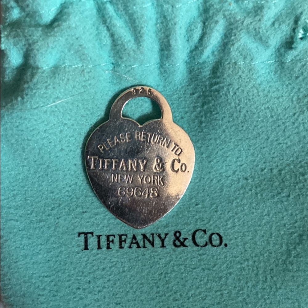 Authentic Tiffany & Co. Medium Sterling Silver Please Return To Heart Charm Tag